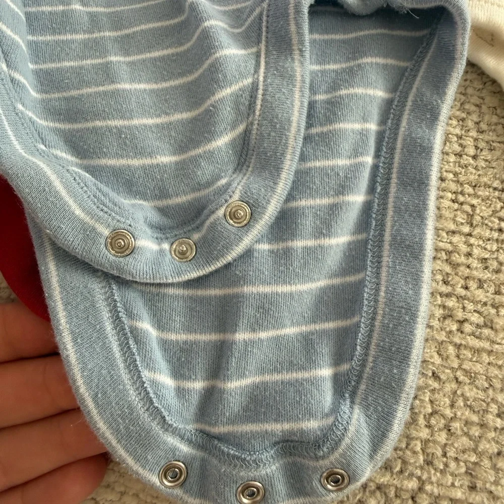 Nordstrom Blue Striped and Carters Cream Animal Print Bodysuits